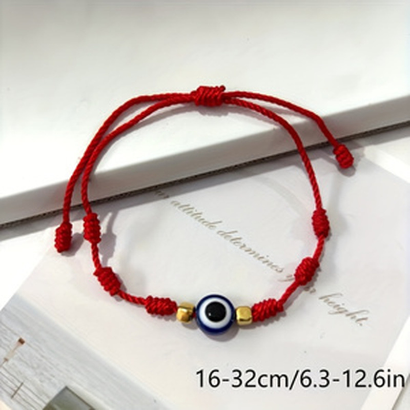Turkish Blue Evil Eye Bracelet with Adjustable String, Gift for Her